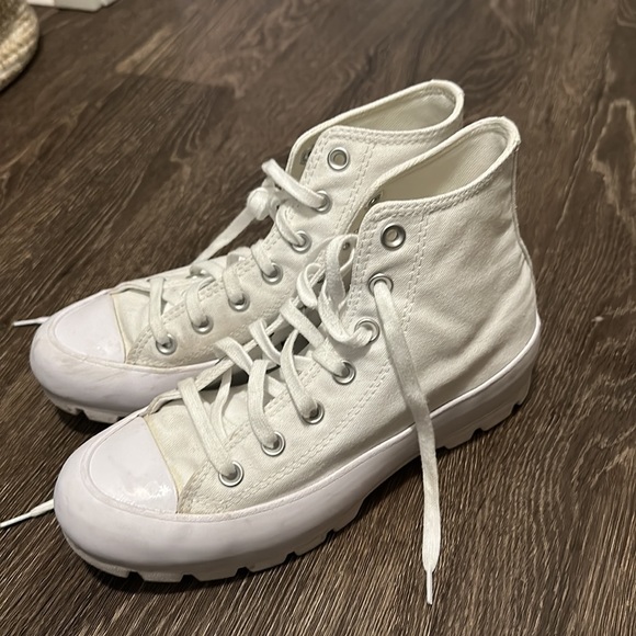 White Lugged Platform High Top Converse - Picture 6 of 8